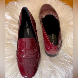 *Ivanka Trump* paten leather, tuxedo inspired loafer in burgandy, size 7 1/2